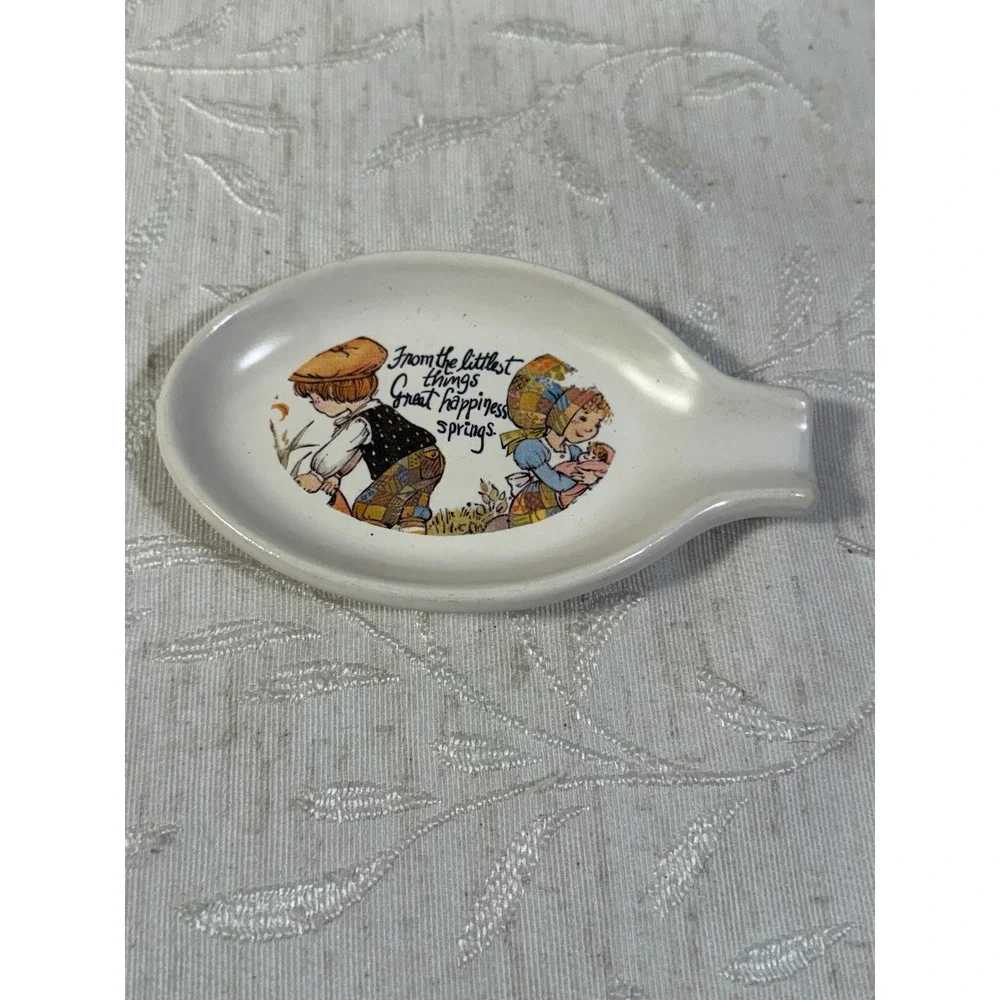 Vintage McCoy Pottery Spoon Rest 282 L USA Happiness Springs Ceramic 1970s 1980s